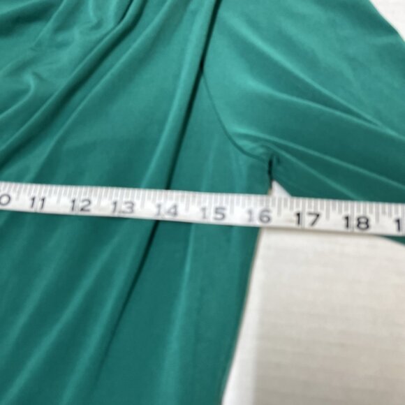 London Times Dress Womens 10 Green Jersey Knit Ruched Side Midi Holiday Event - Picture 9 of 10